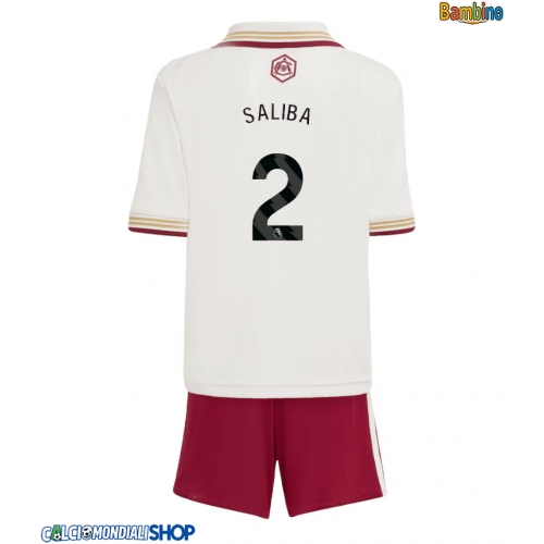 Maglie da calcio Arsenal William Saliba #2 Terza Maglia Bambino 2025-26 Manica Corta + Pantaloni corti)